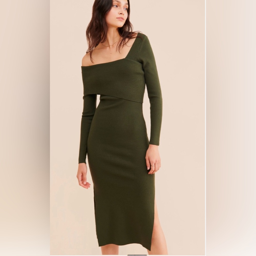 Line & Dot olive midi knit dress